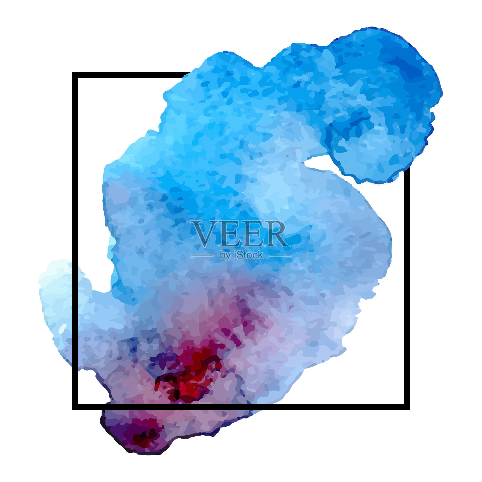 蓝色水彩污点设计元素图片