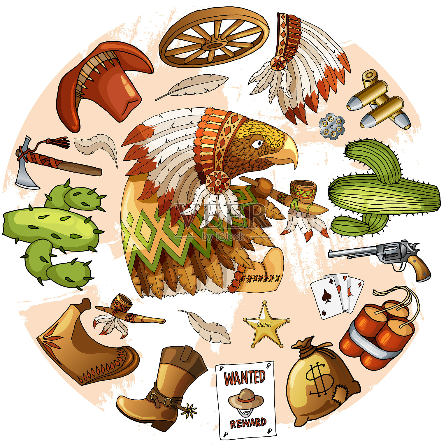 卡通人物美国鹰集的经典设计元素图片