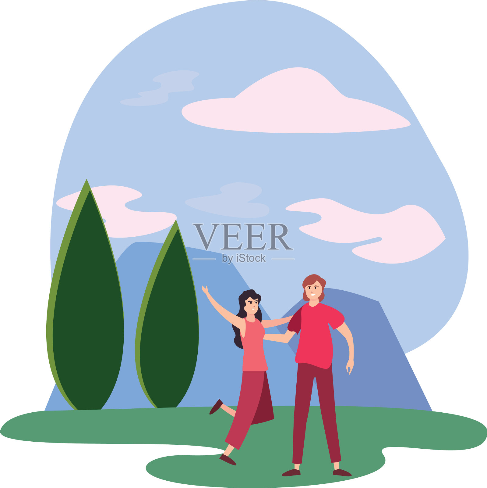 一对幸福的年轻人角色设计元素图片