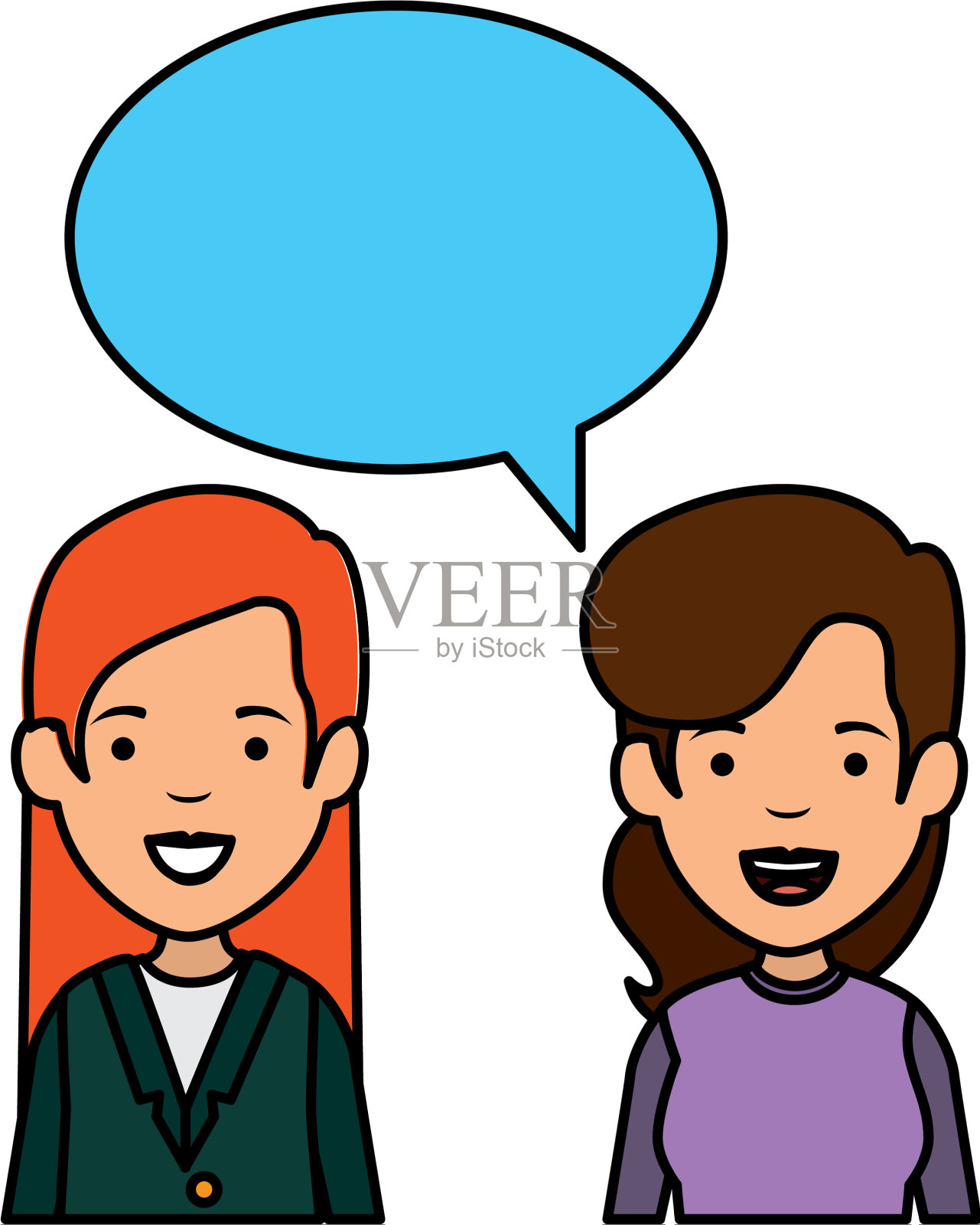 两个说话冒泡的女孩设计元素图片