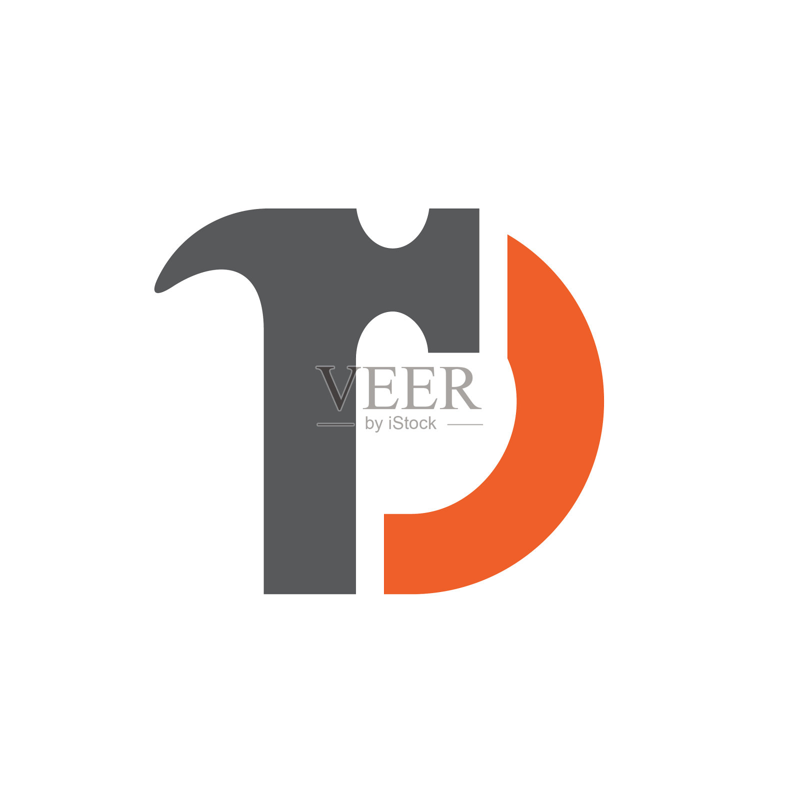 带有字母d的锤子标志设计元素图片