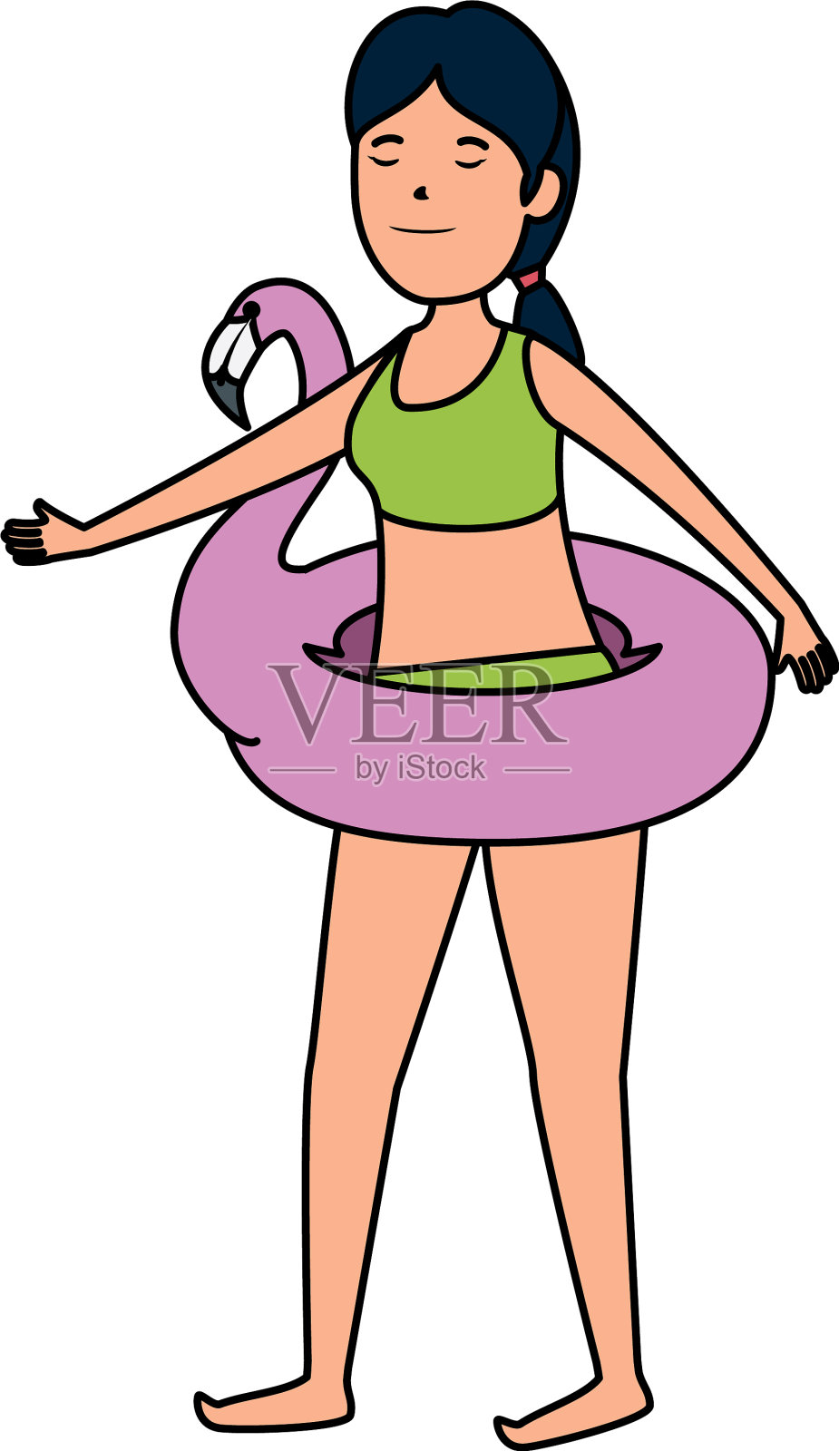 快乐的年轻女孩，佛兰芒浮动的性格设计元素图片