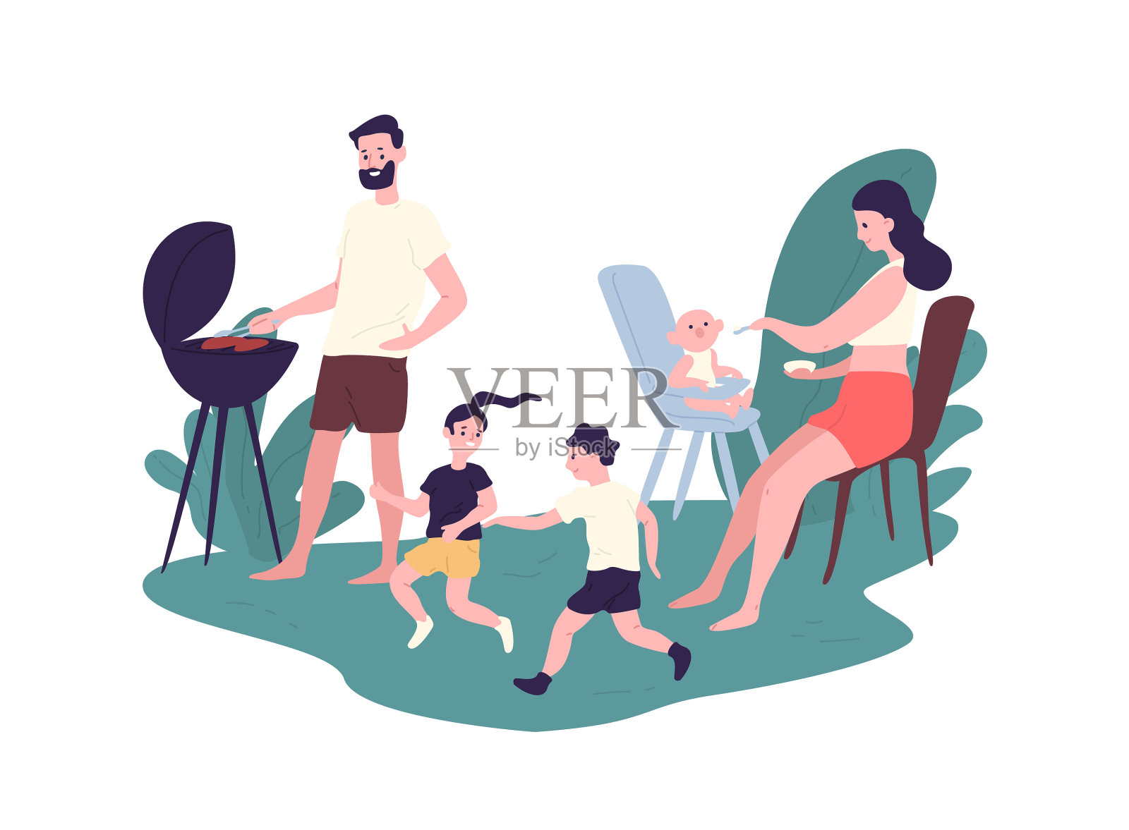 快乐的家庭夏日烧烤时光设计元素图片