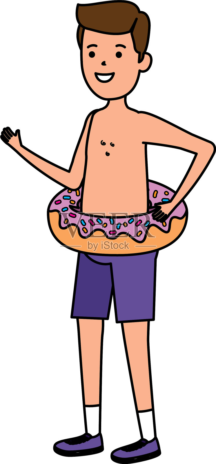 有甜甜圈浮动性格的年轻人设计元素图片