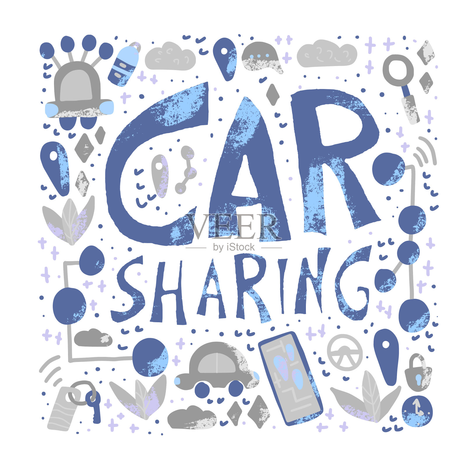 汽车共享概念平台设计元素图片
