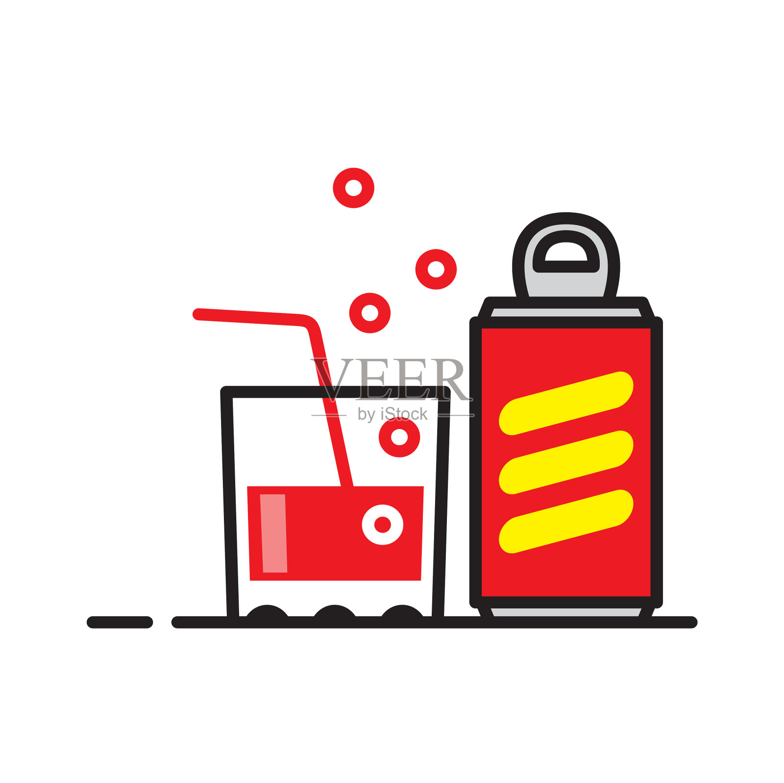 碳酸饮料图标在白色背景的图形设计元素图片