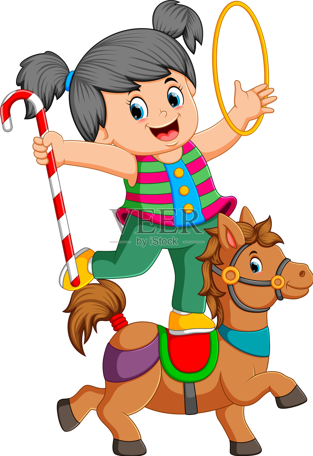 一个女孩正在玩戒指和糖果棒设计元素图片