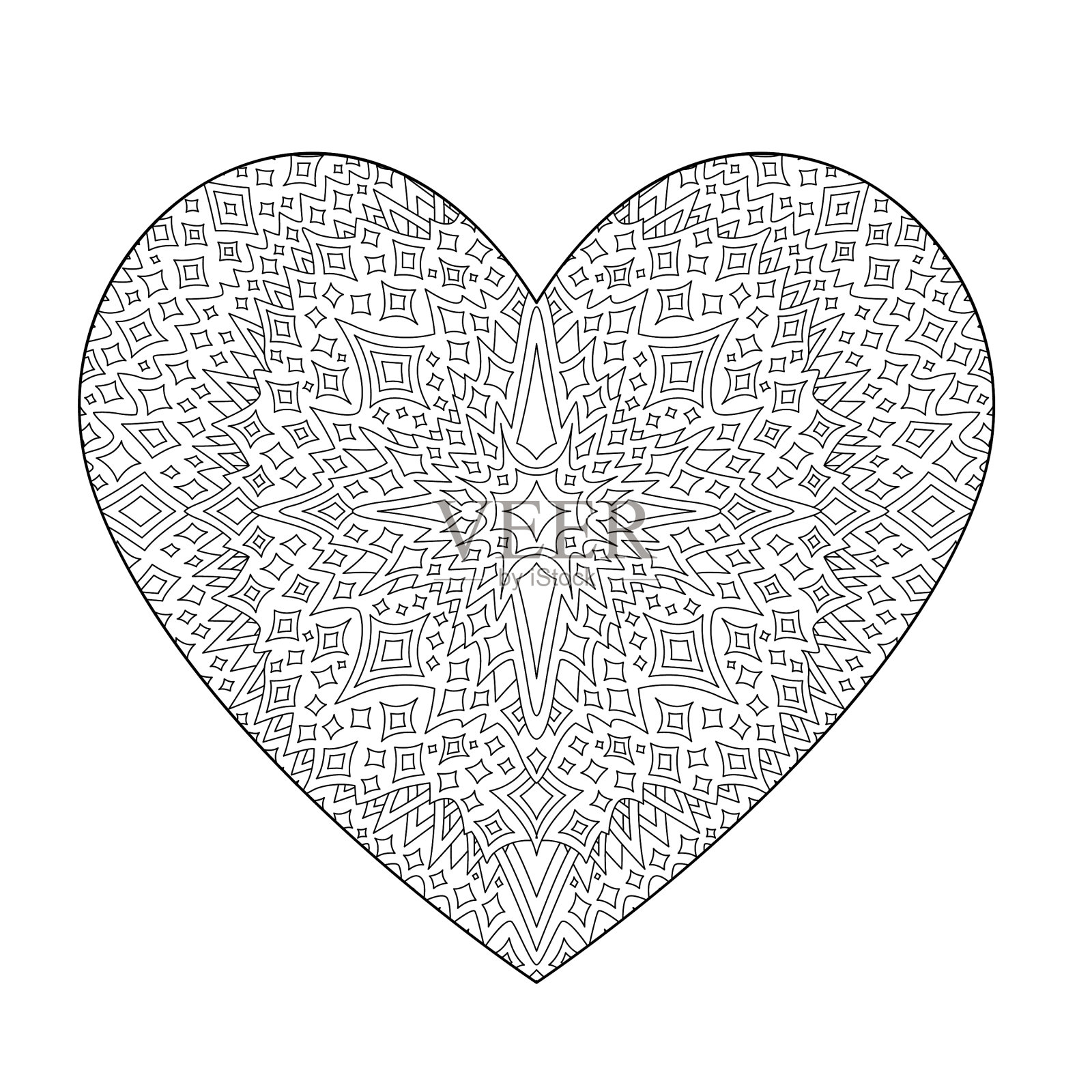 用装饰性的心形涂色书页设计元素图片