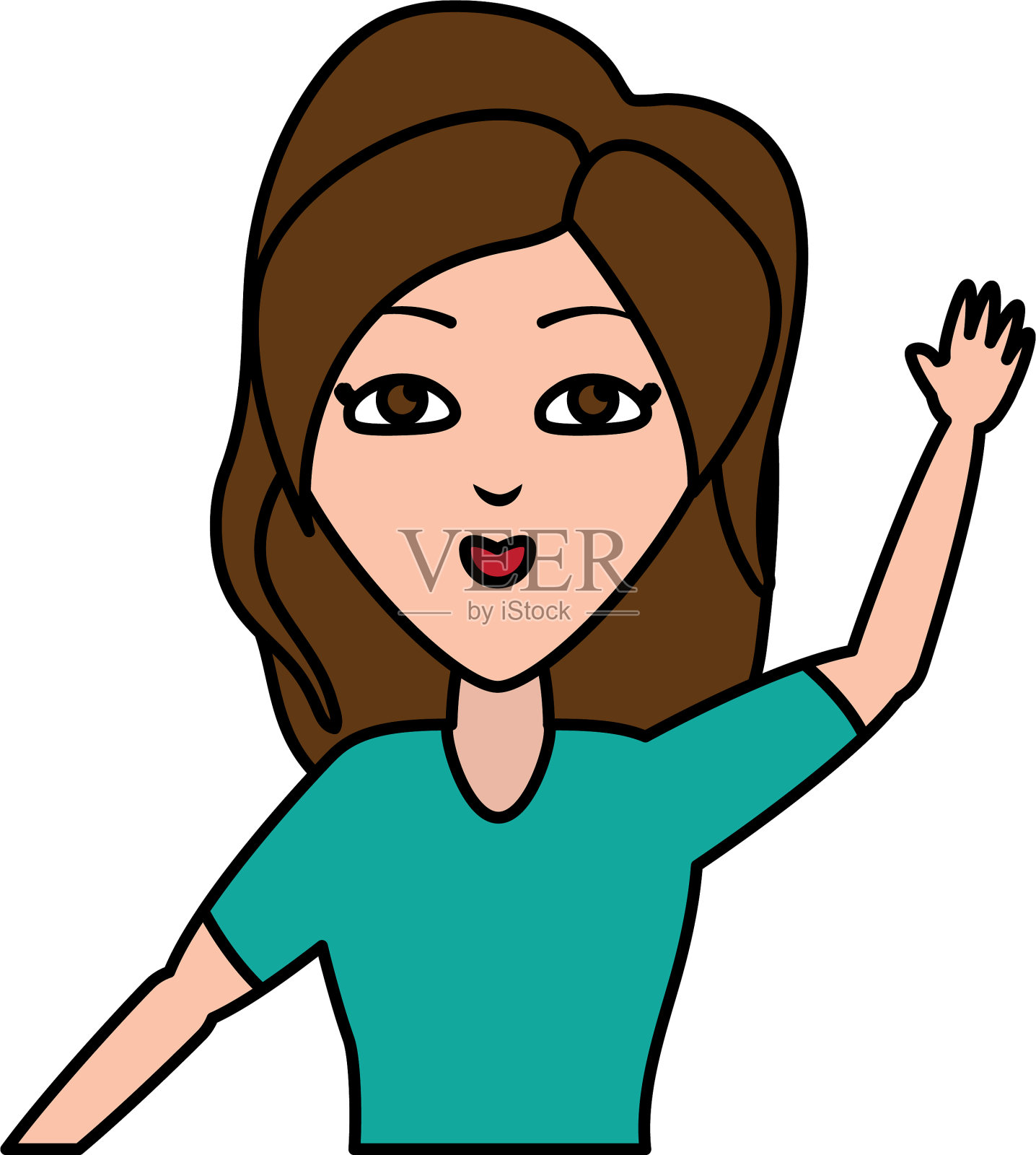 女人肖像挥手设计元素图片