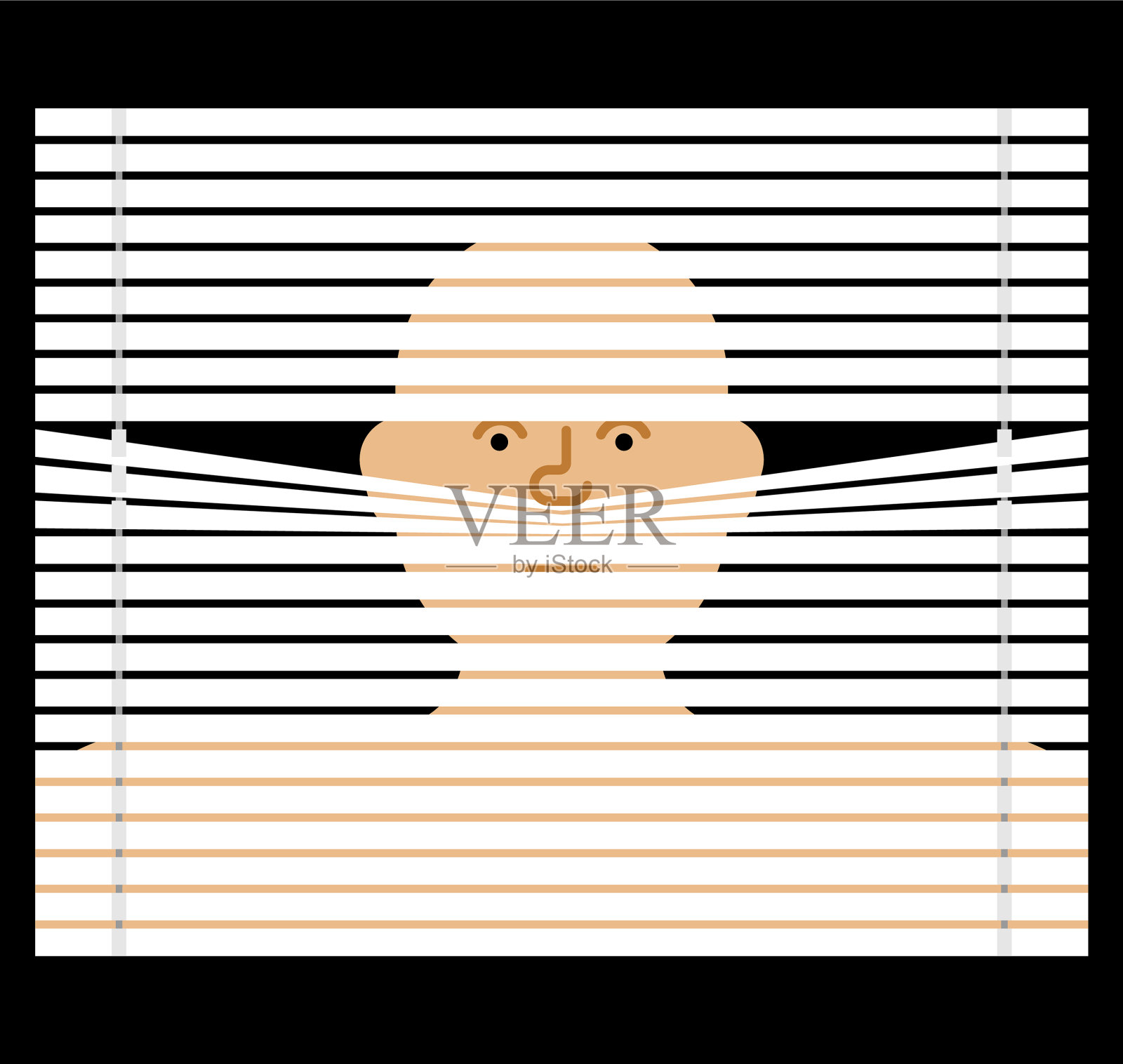 透过百叶窗窥探插画图片素材