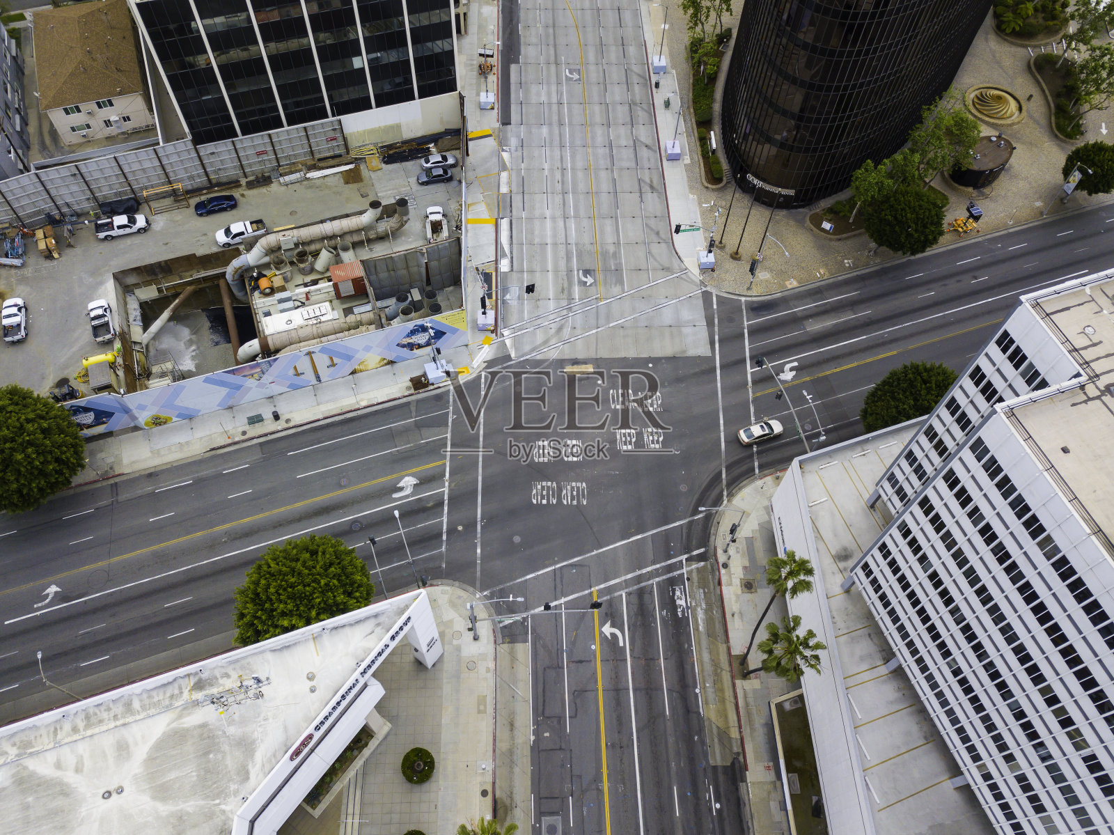 无人机视角下的隔离区洛杉矶照片摄影图片