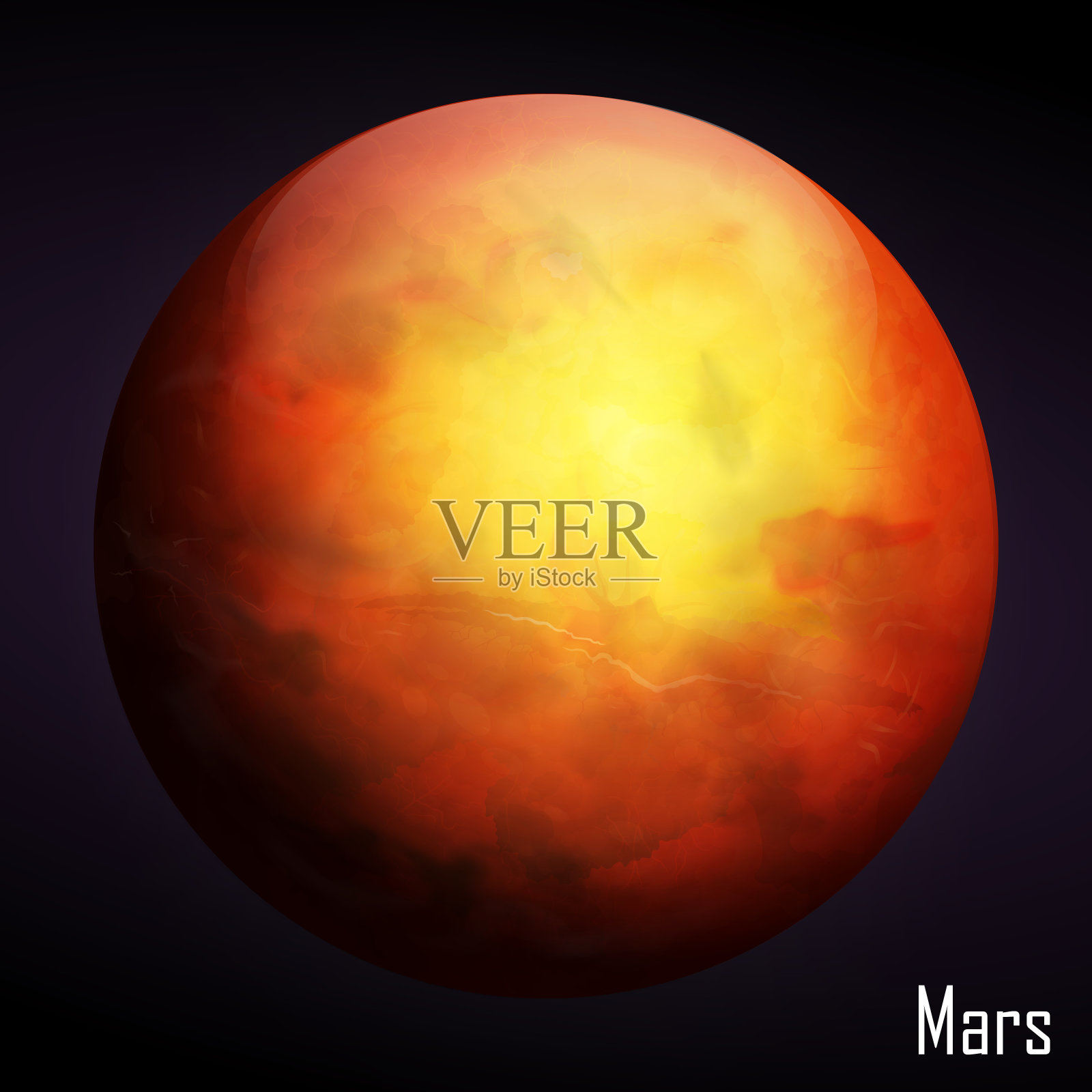 真实的火星星球孤立在黑暗的背景。插图插画图片素材