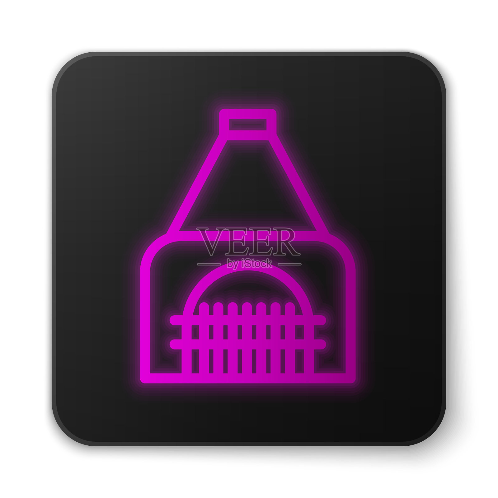 发光的霓虹灯线内部壁炉图标孤立图标素材