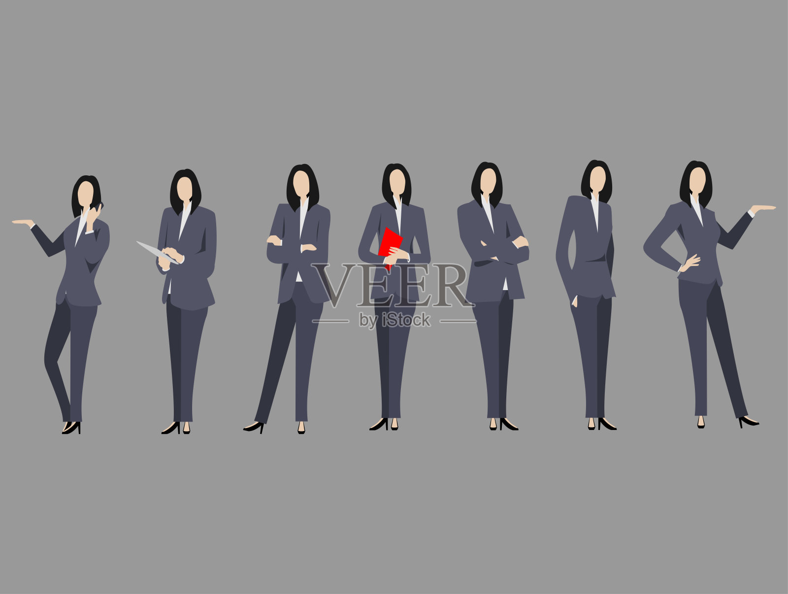 套装商务女性站姿势插画图片素材