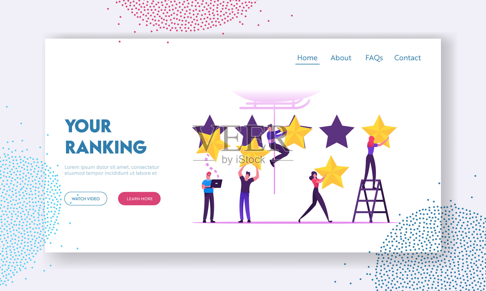 客户评论和评级网站着陆页插画图片素材