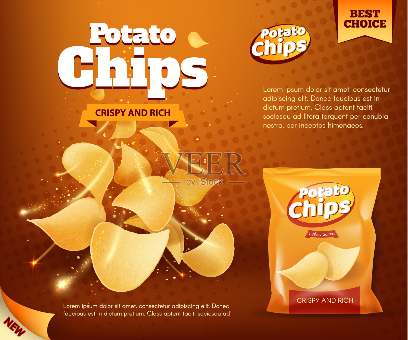 薯片和铝箔袋广告插画图片素材