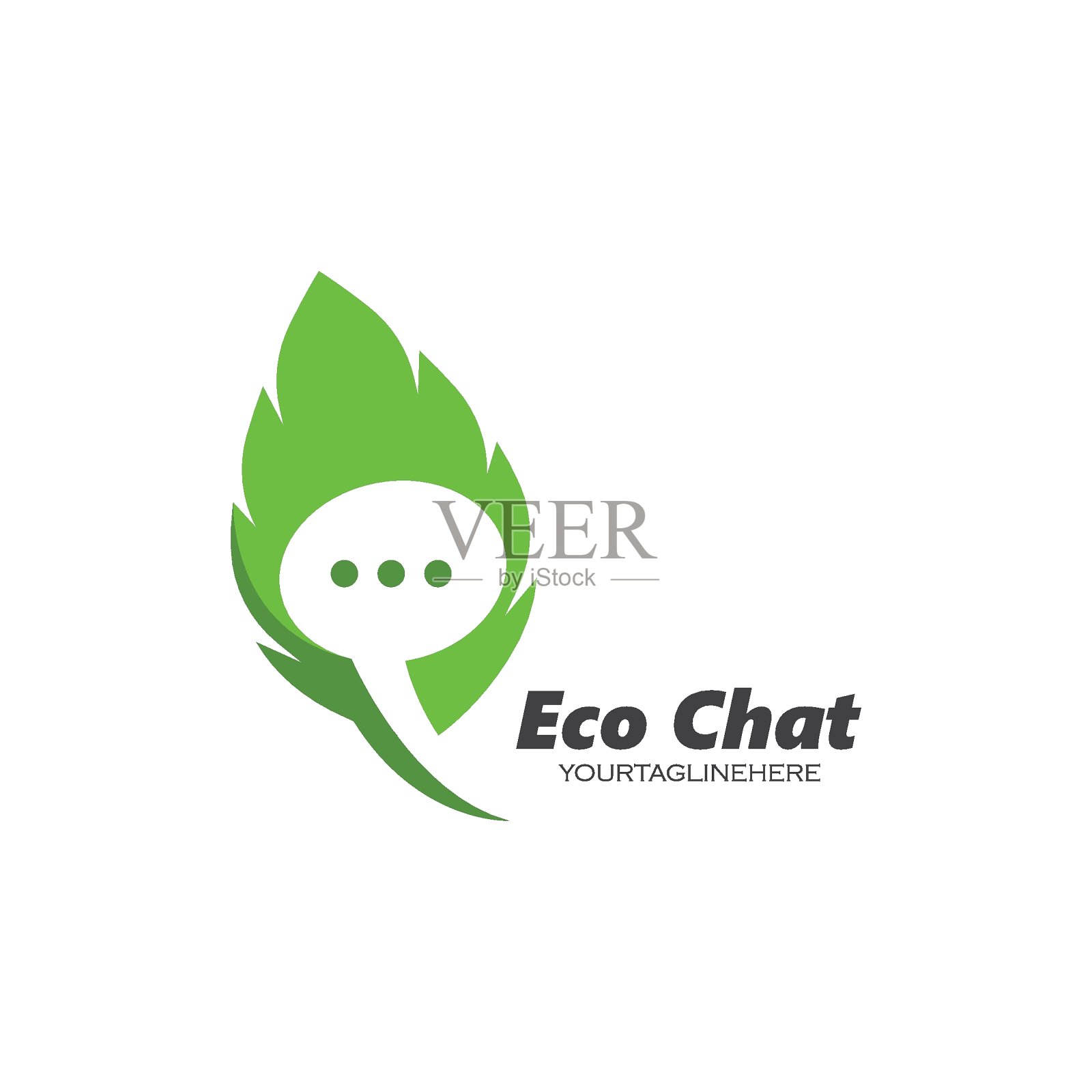 语音气泡叶概念logo图标矢量插画图片素材