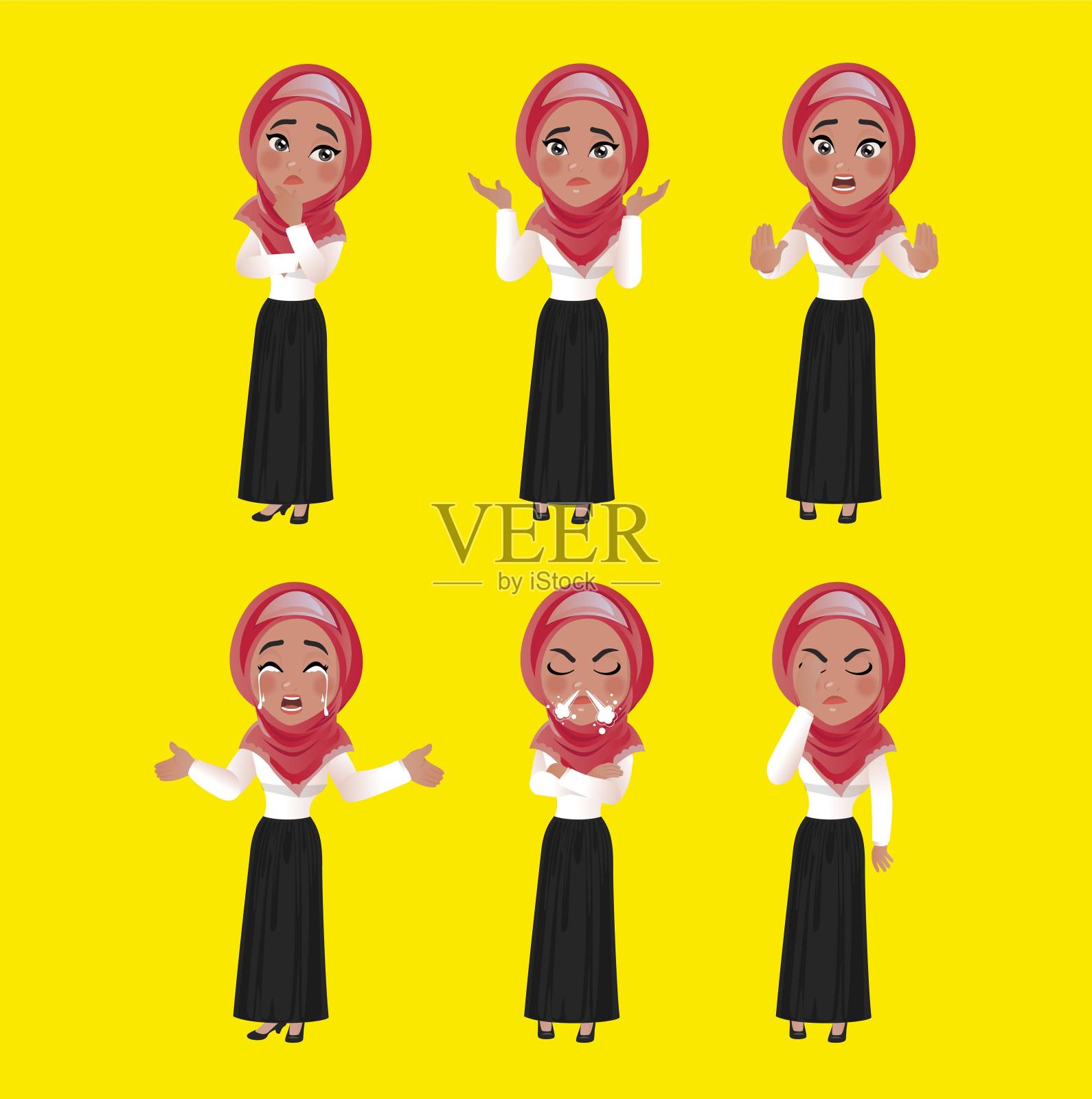 一群有着不同情感的商务人士插画图片素材