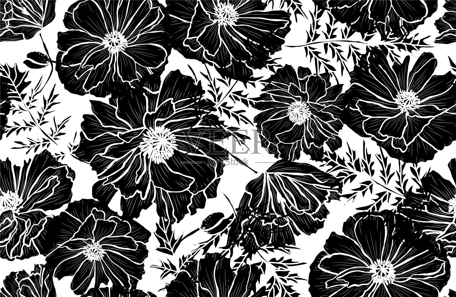 花卉无缝模式插画图片素材