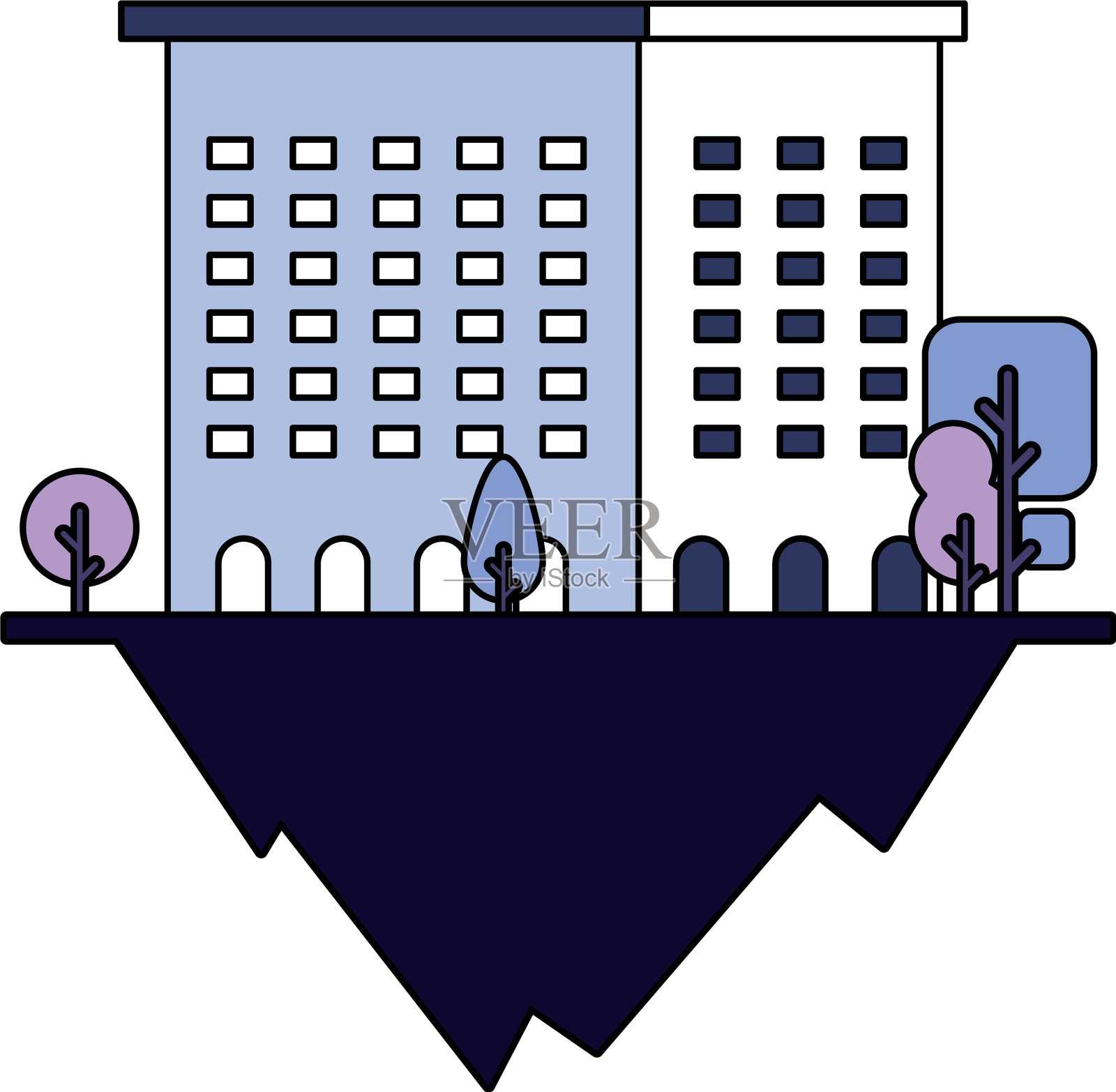 公寓、写字楼、城市景观插画图片素材