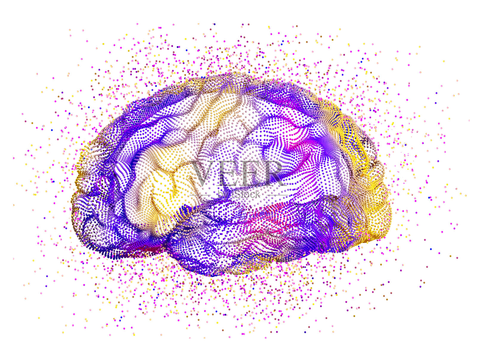 抽象的人类大脑与彩色的点照片摄影图片