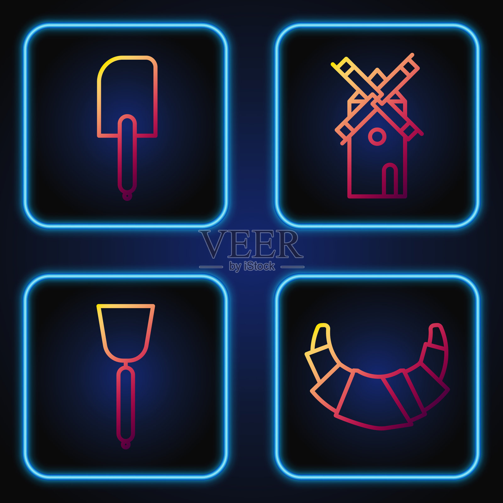 羊角包摆线抹刀和抹刀插画图片素材