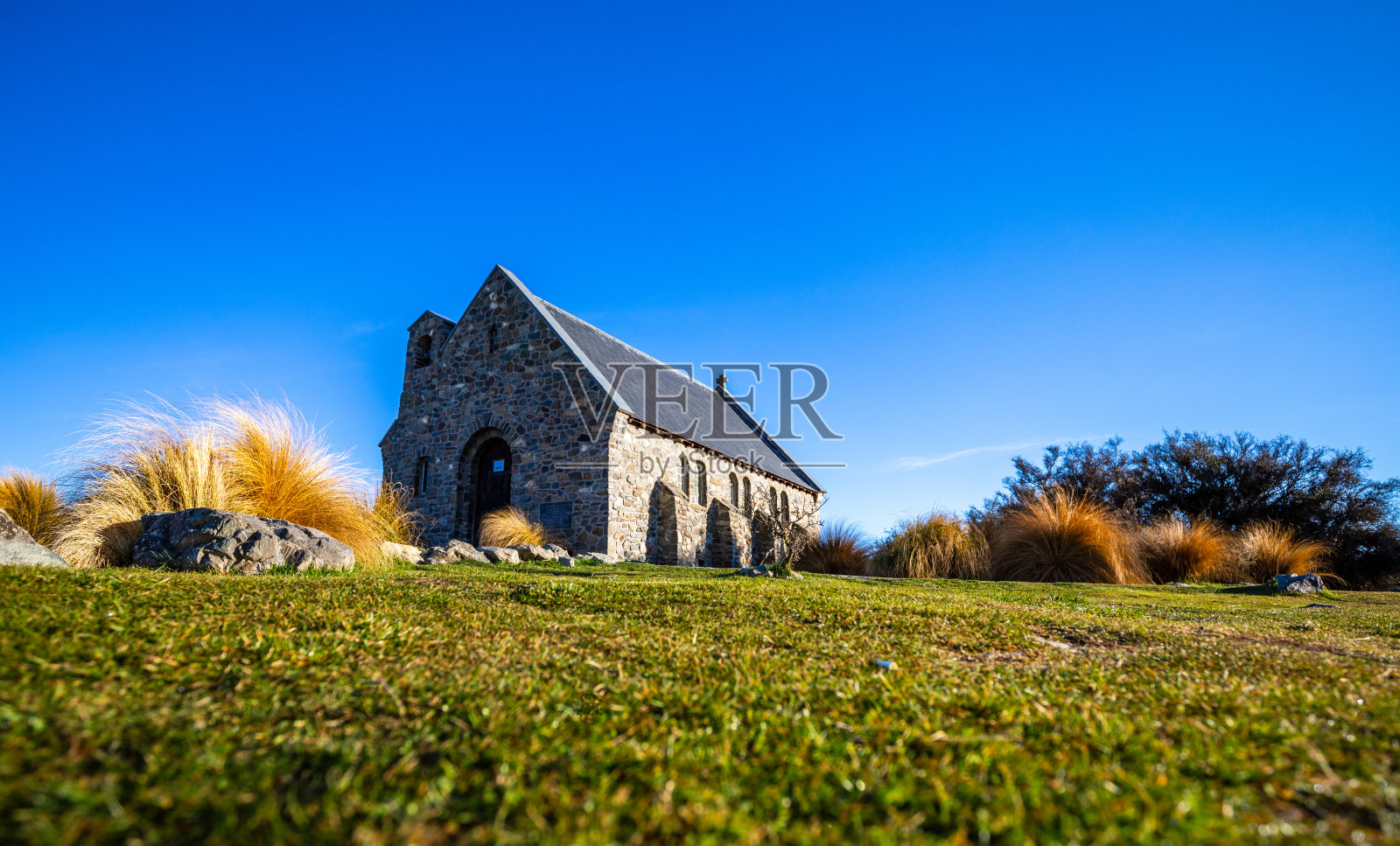 在一个完美的早晨，好牧人的教堂照片摄影图片