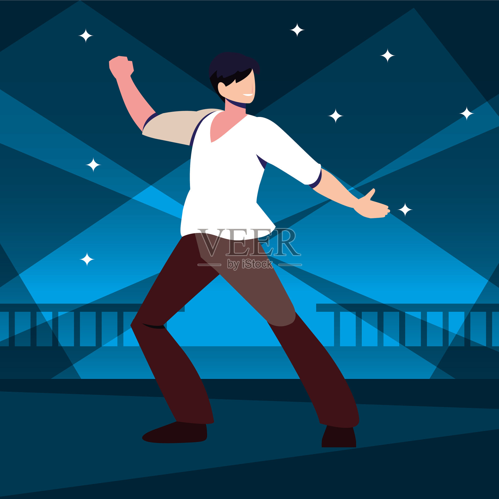 在夜总会跳舞的年轻人插画图片素材