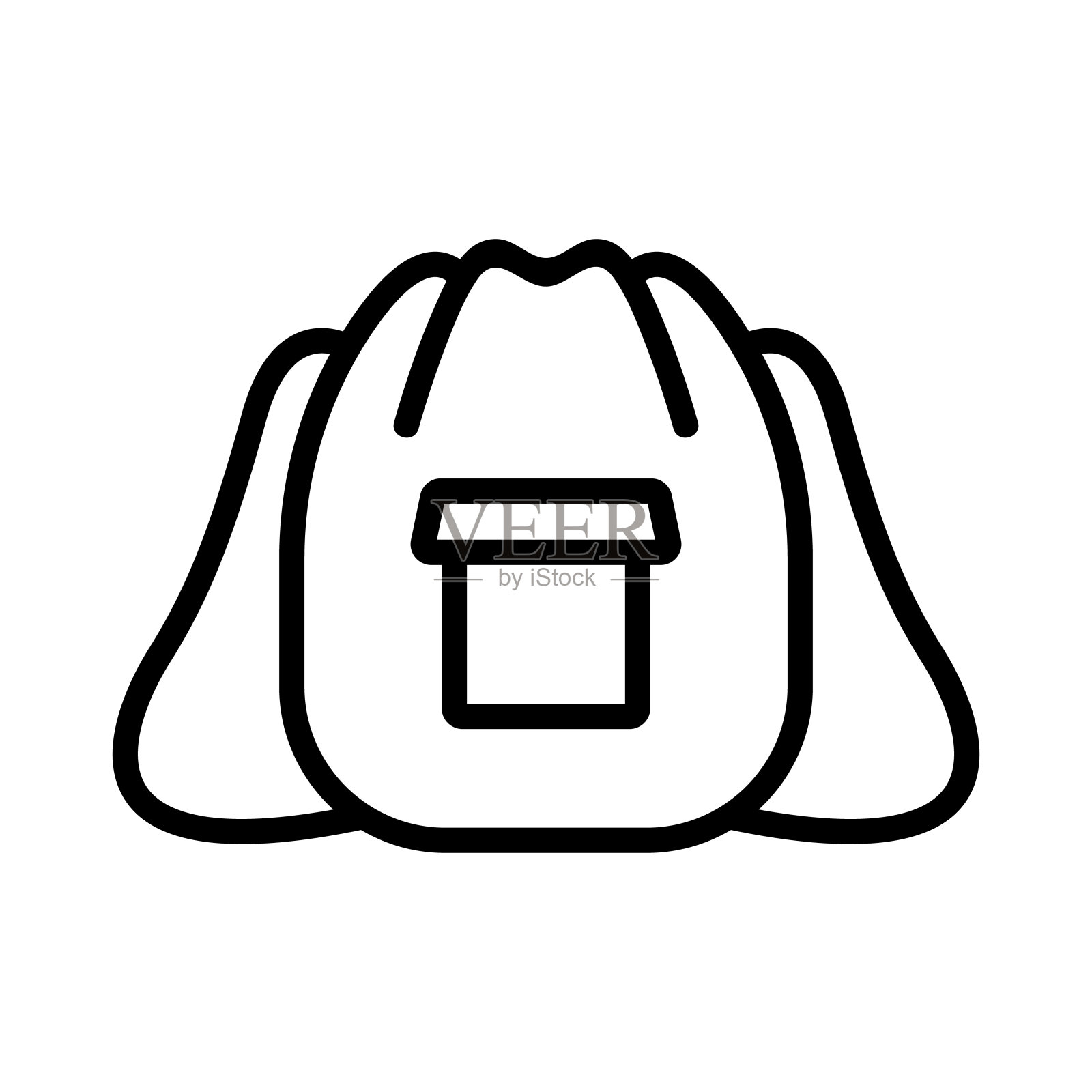 远足袋背包与口袋图标矢量大纲插图图标素材