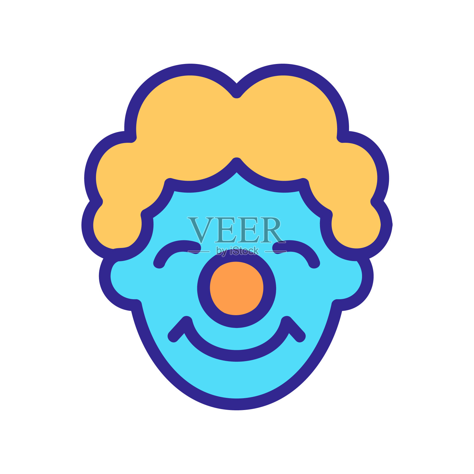 满意的小丑面具图标矢量轮廓插图插画图片素材