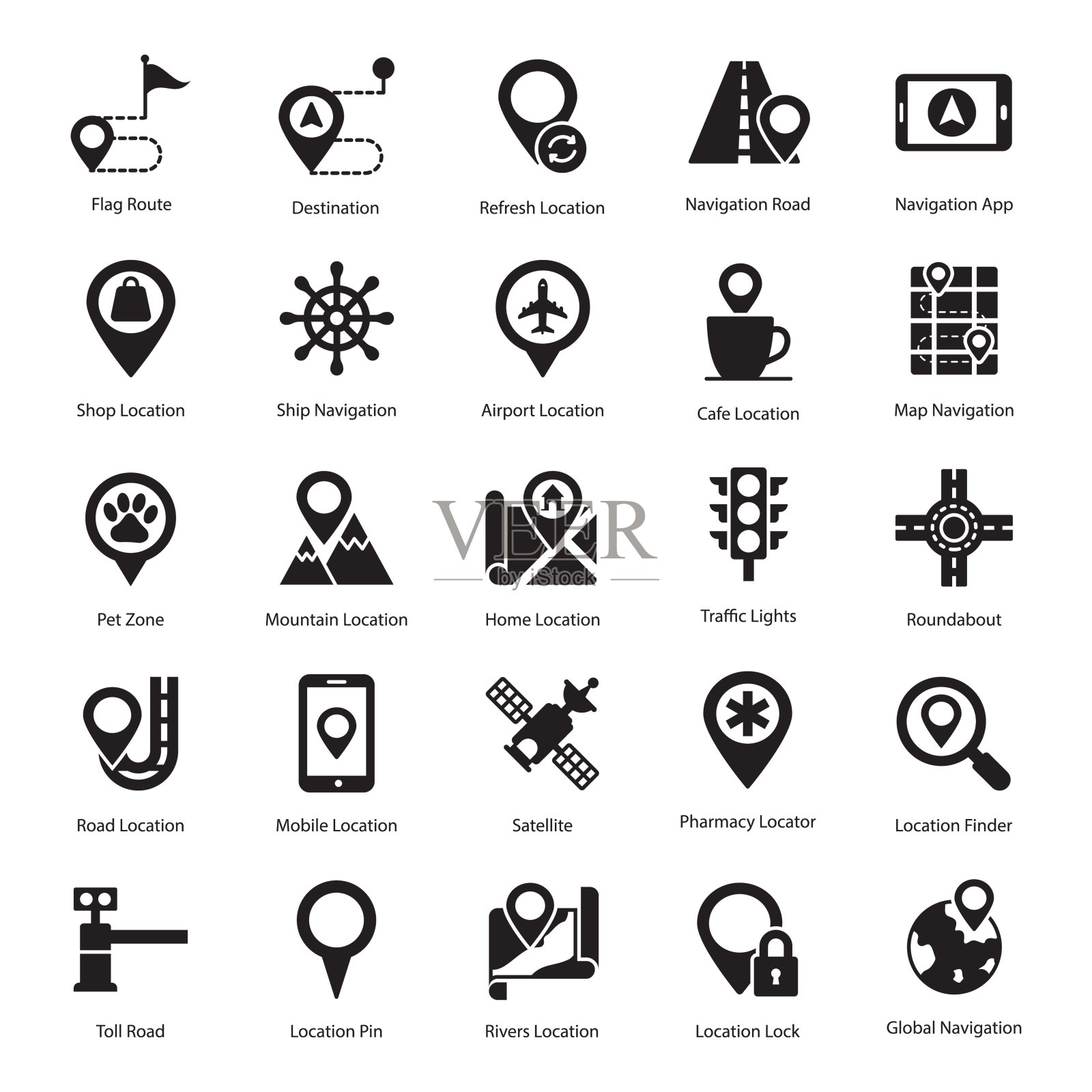 导航固体图标包图标素材