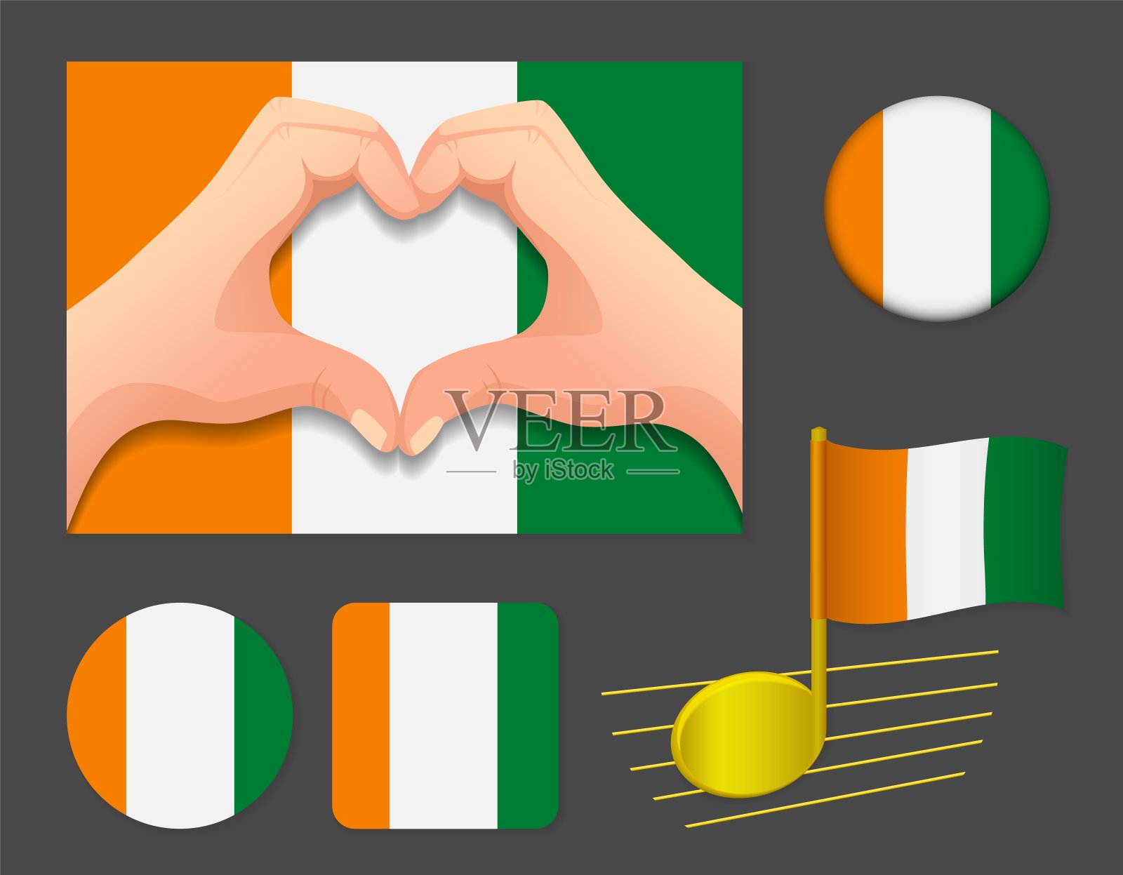 科特迪瓦-科特迪瓦国旗图标插画图片素材