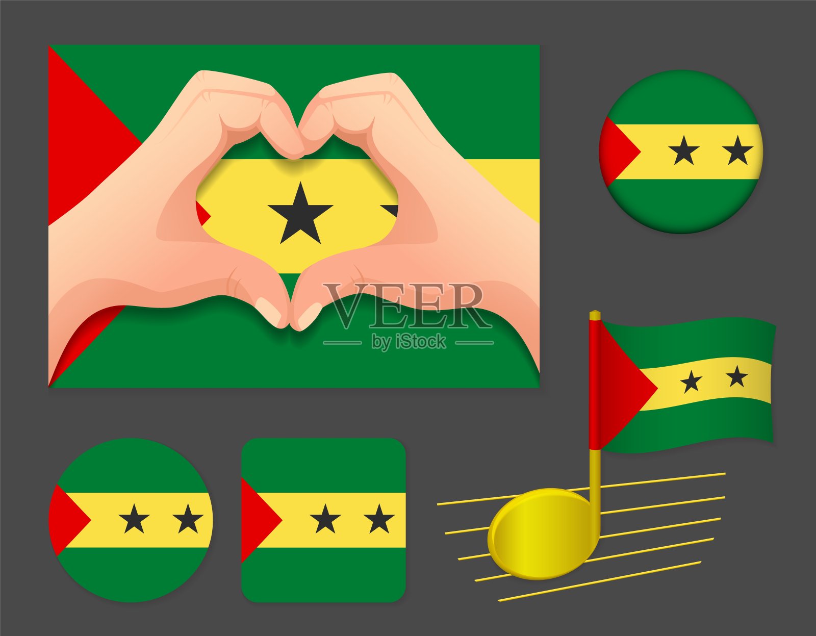 圣多美和普林西比国旗图标。插画图片素材