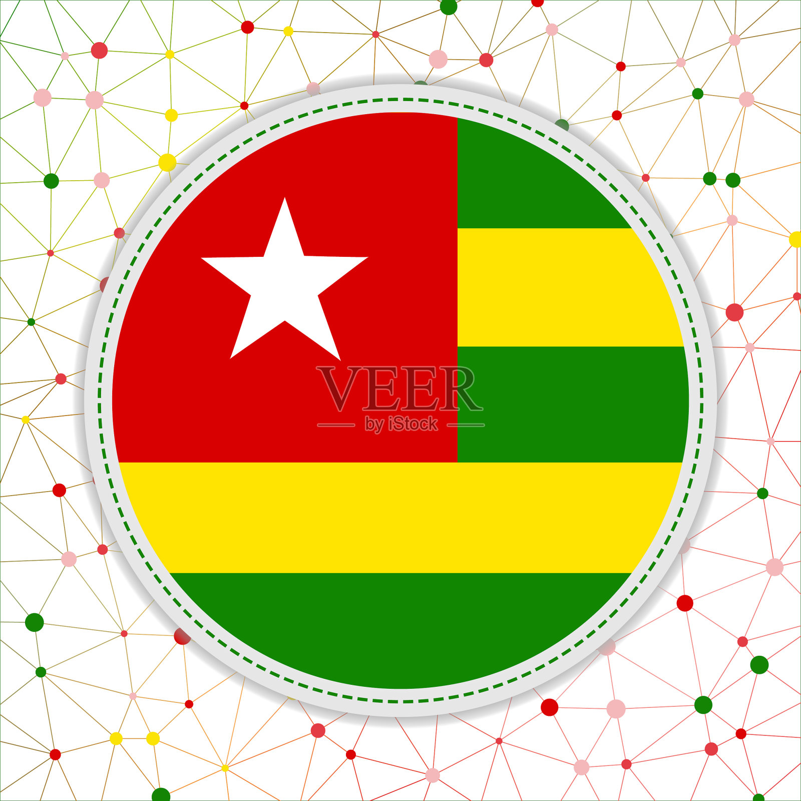 具有网络背景的多哥国旗。插画图片素材