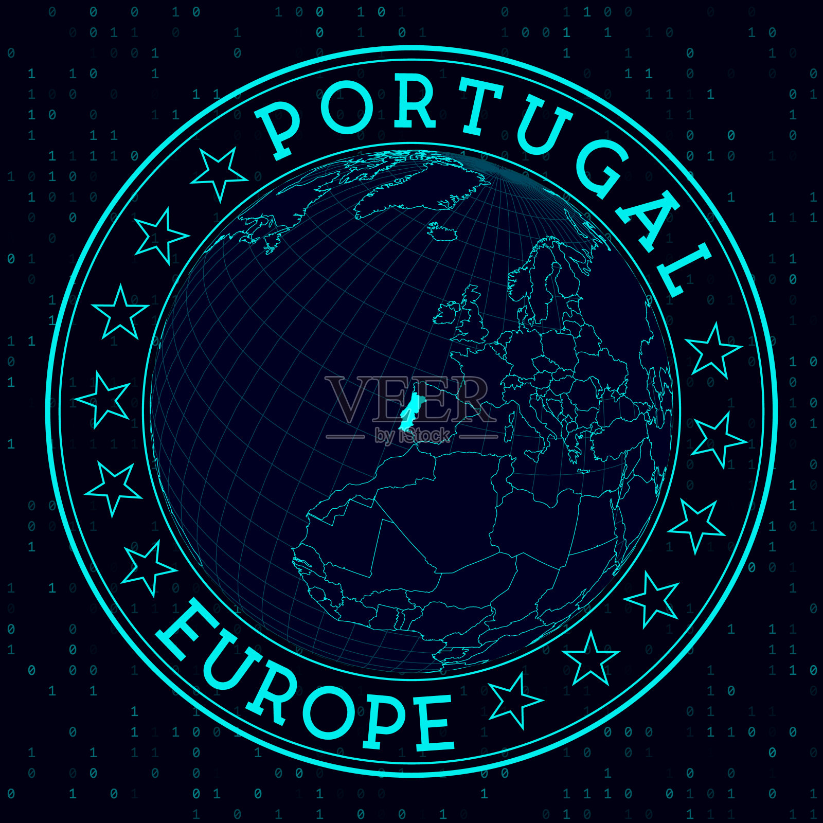 葡萄牙圆形标志。插画图片素材