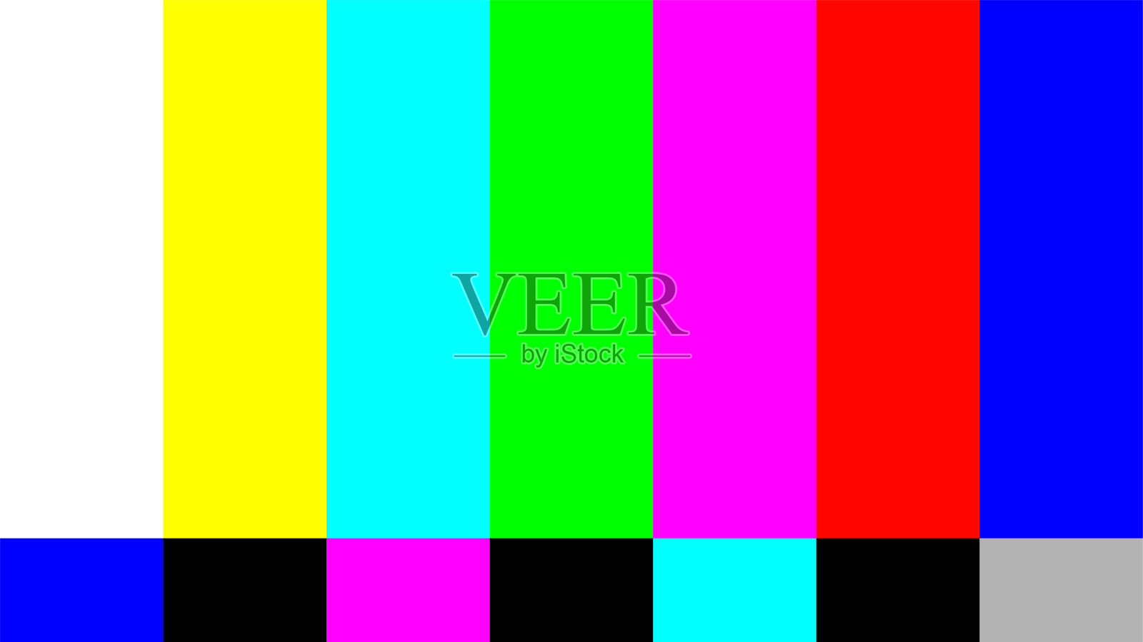 电视彩色条测试卡屏幕。SMPTE电视颜色测试校准条。测试卡。SMPTE颜色酒吧。连续视频图形插画图片素材