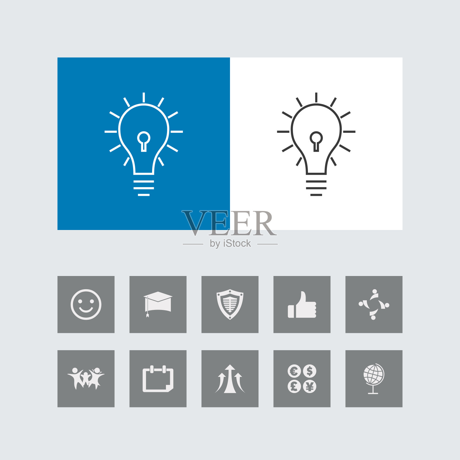 创意灯泡线图标与奖金图标。图标素材