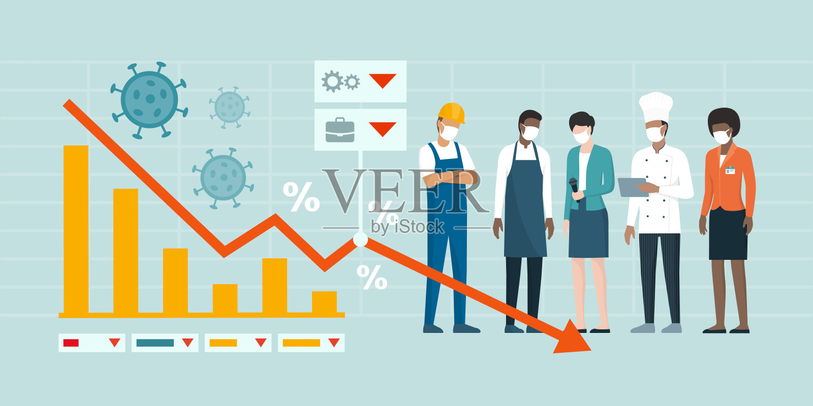 新冠肺炎对就业的影响插画图片素材