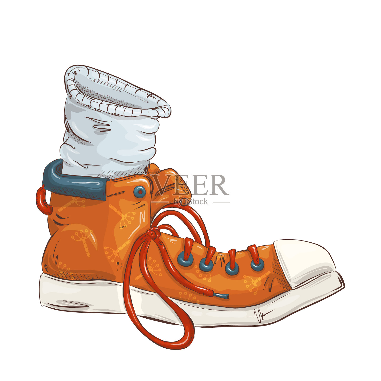 适合旅行和快步行走的鞋子。卡通风格。插画图片素材