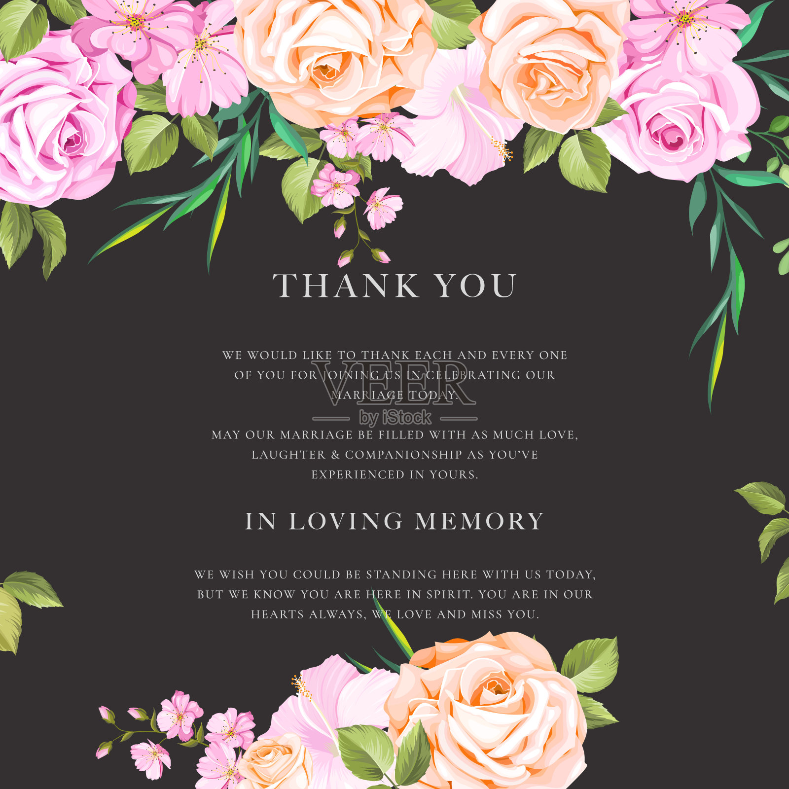 优雅的花叶婚礼请柬设计设计模板素材