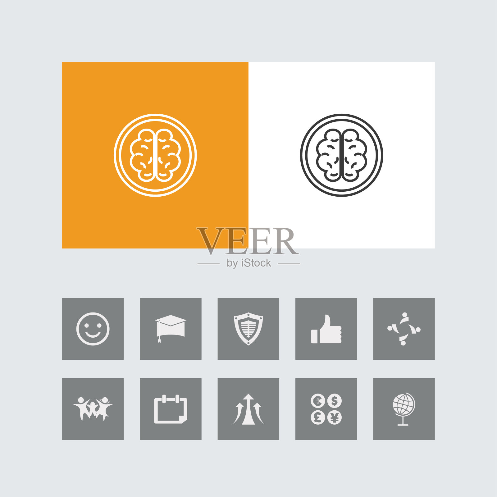 创意头脑风暴线图标与奖金图标。图标素材