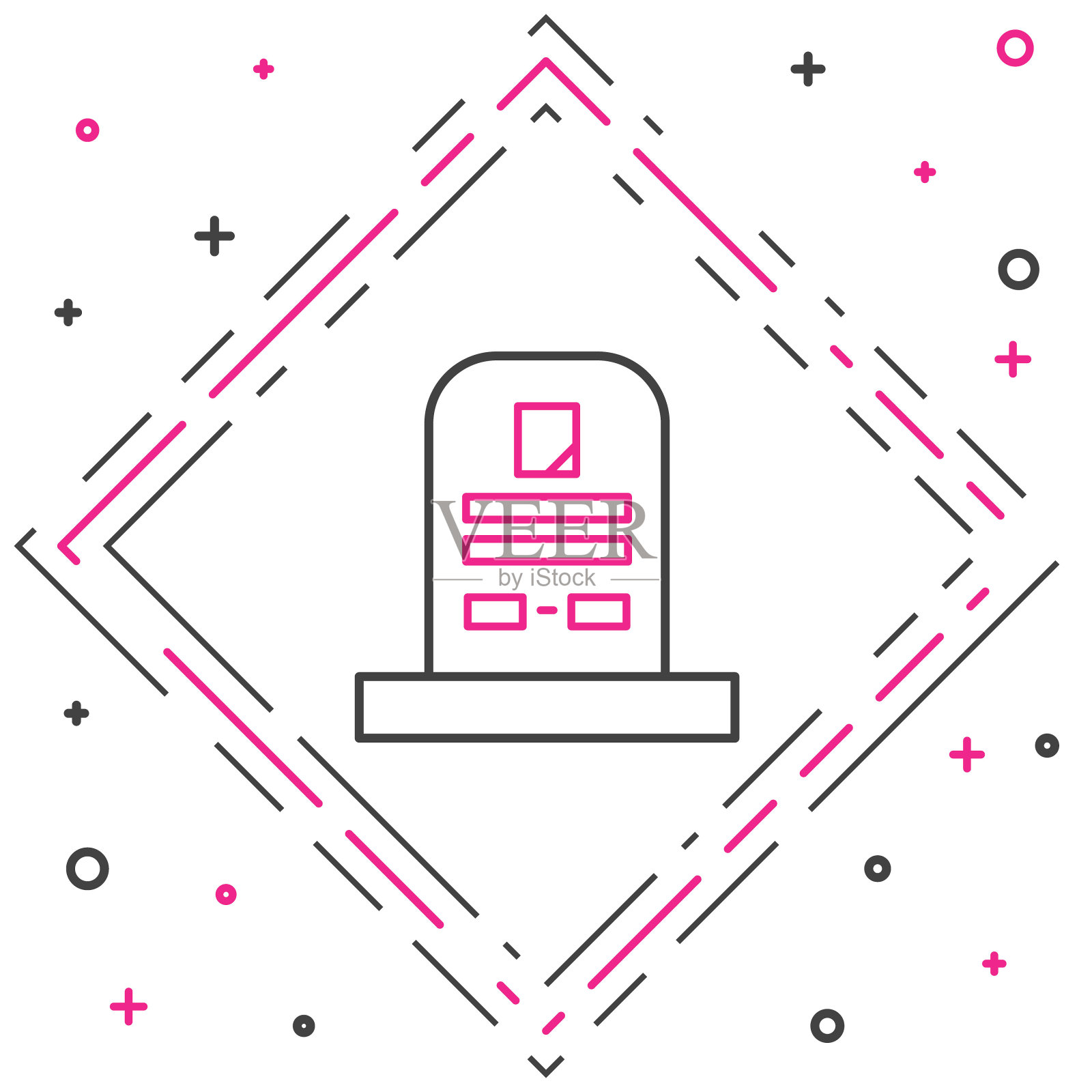 线条墓碑上写着RIP，图标孤立在白色背景上。严重的图标。色彩斑斓的轮廓的概念。矢量图图标素材