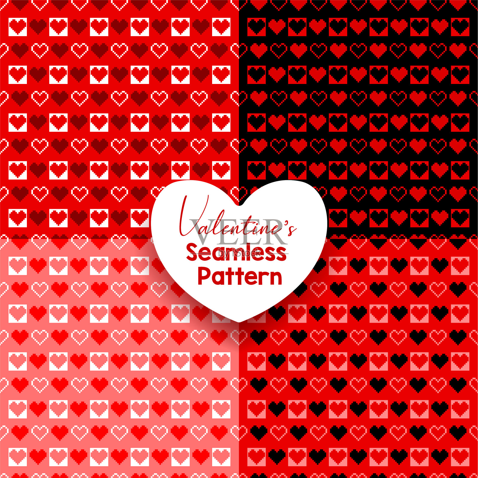 设置抽象心无缝图案背景插画图片素材