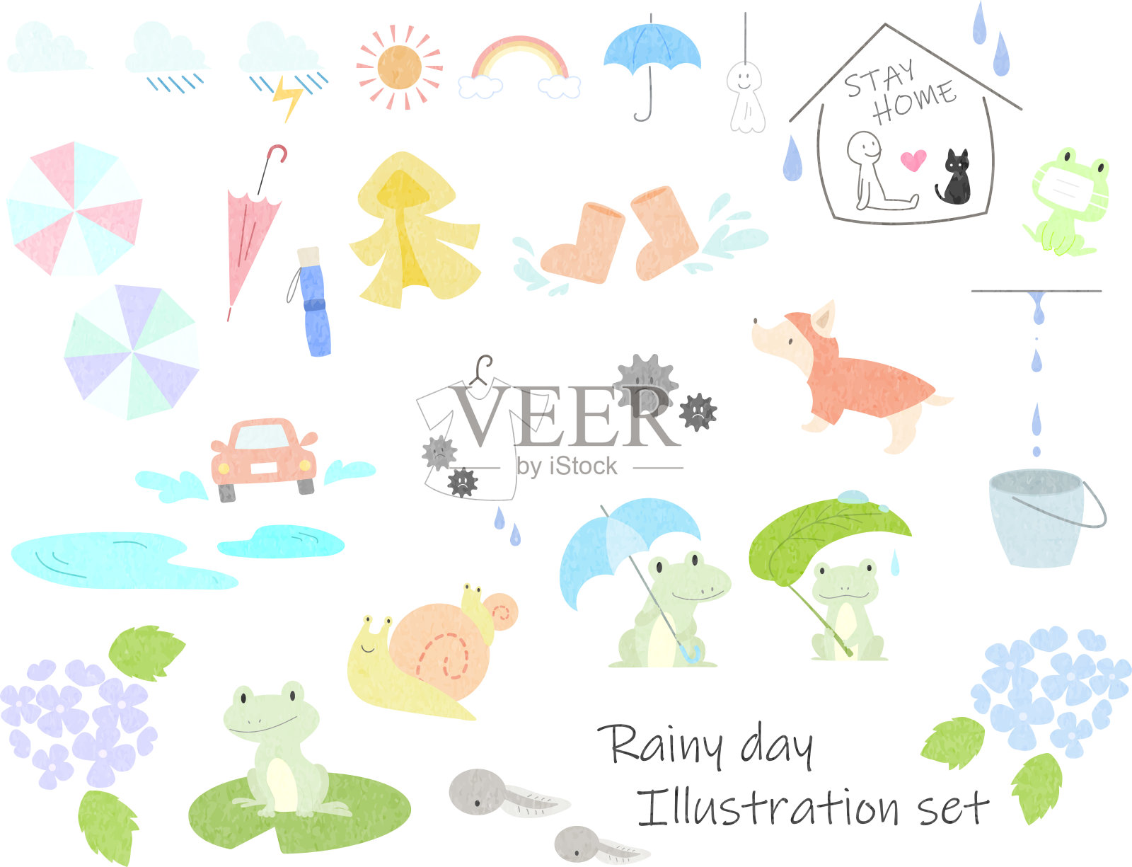 插图套下雨天插画图片素材