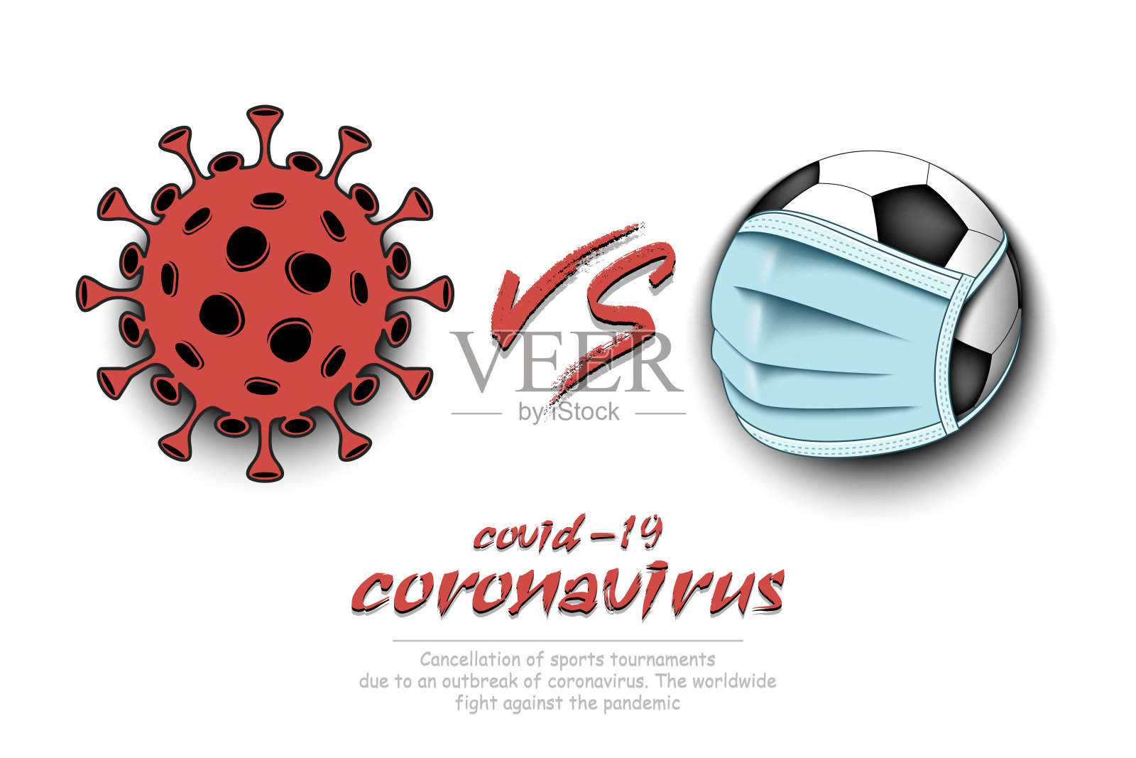 足球vs新冠肺炎设计模板素材