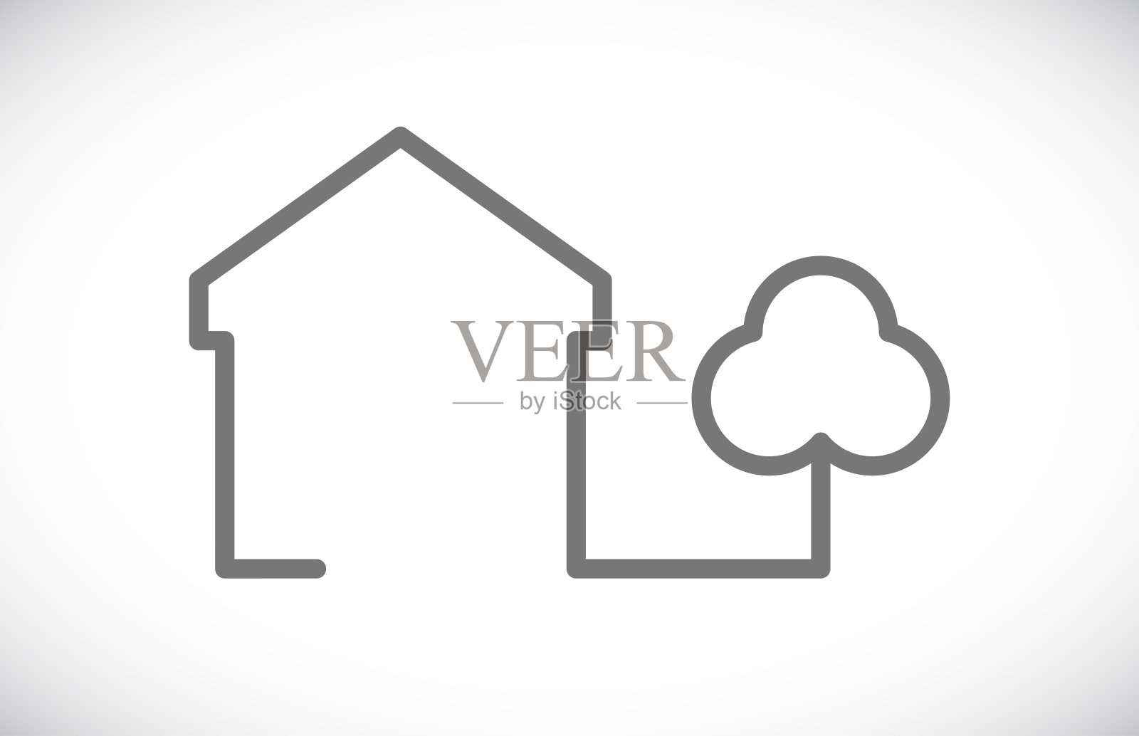 有树图标的房子设计元素图片