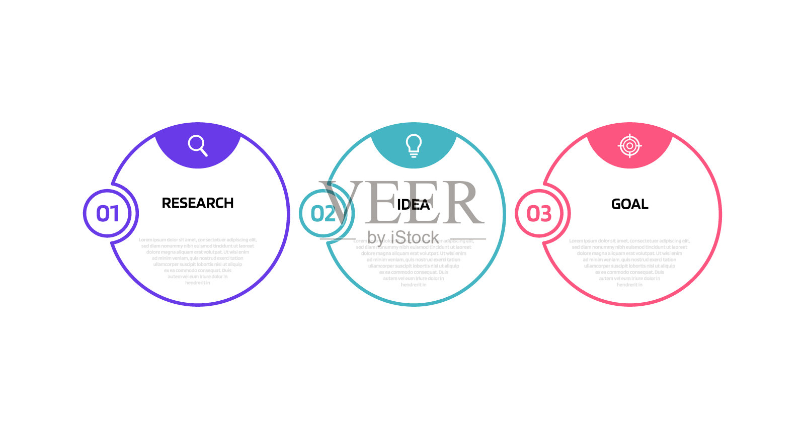 具有3个选项或步骤的业务流程信息图模板。细线的设计。矢量插图平面设计插画图片素材