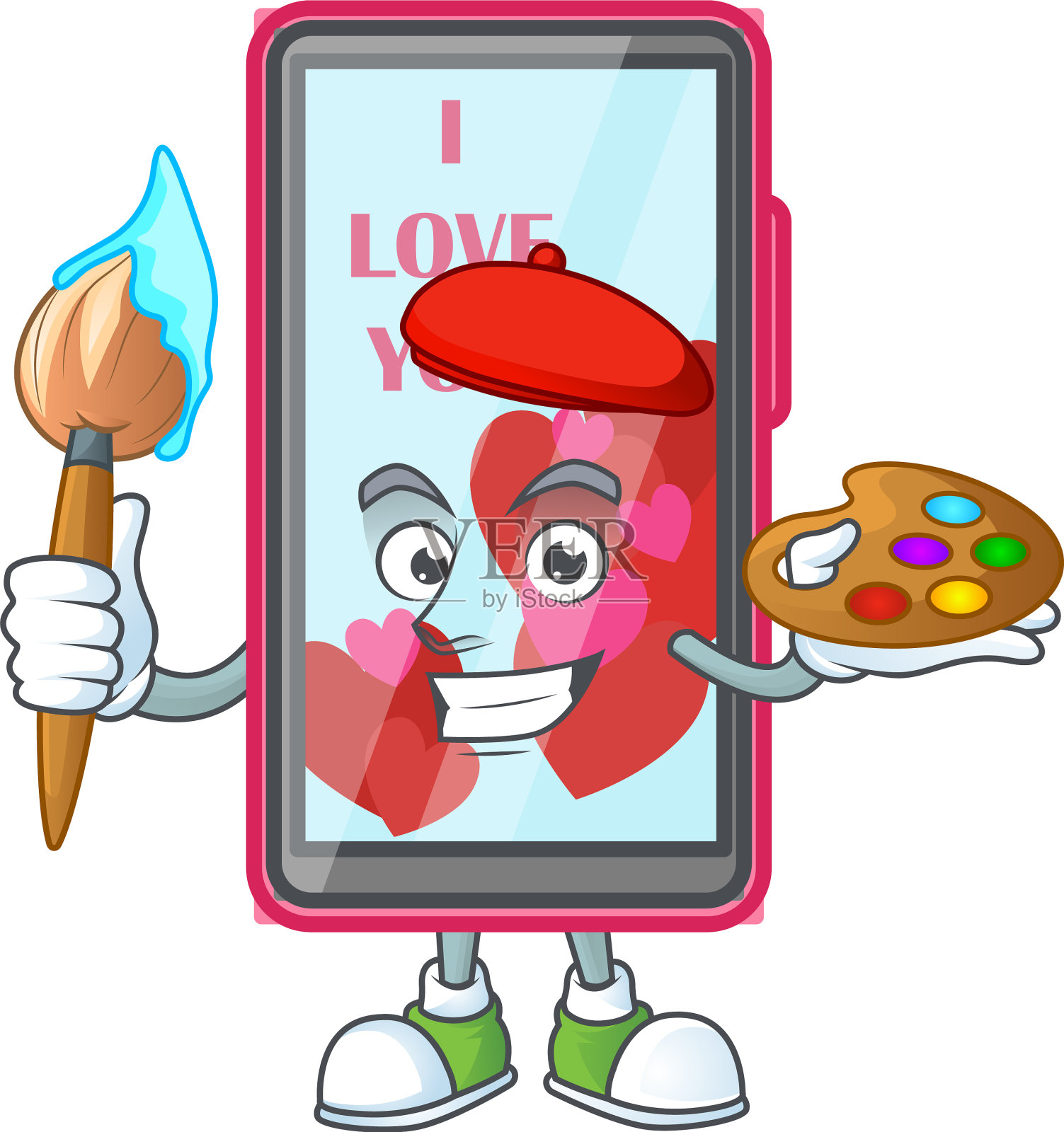 智能智能手机爱画家吉祥物图标设计元素图片