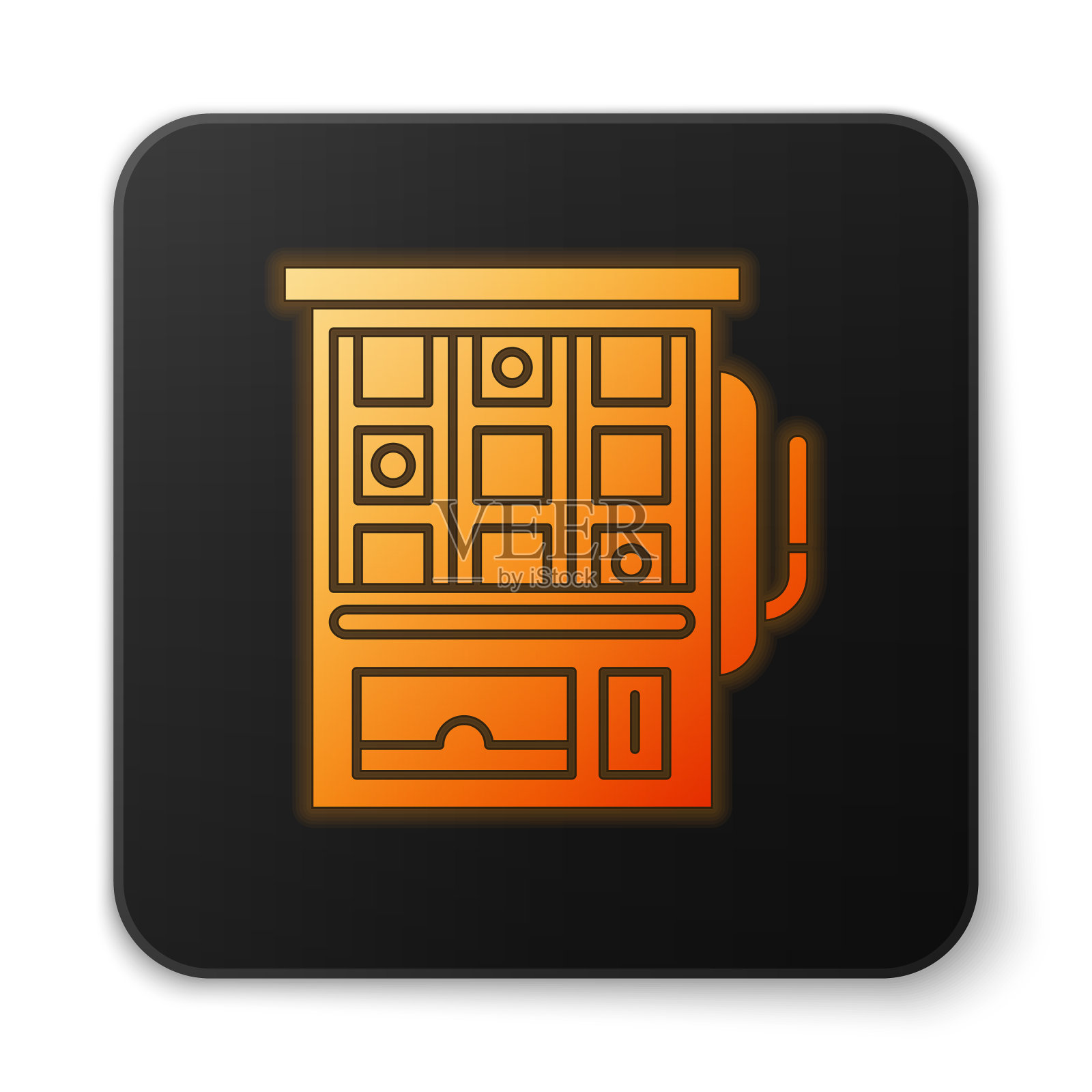 橙色发光的霓虹灯老虎机图标隔离图标素材