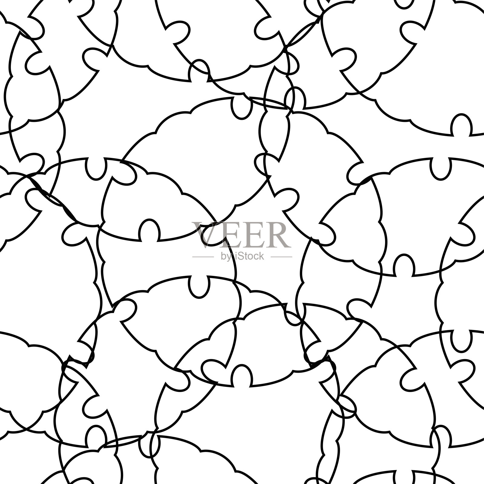 单色无缝日本图案代表雪环插画图片素材